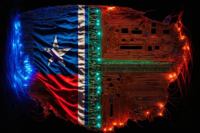 Midjourneyで生成された画像: 光ファイバーで作られたチリの旗、テクノロジーコンセプトアート、チリ、高解像度、詳細、リアル、カラフル、希望に満ちた --v 4 --ar 3:2