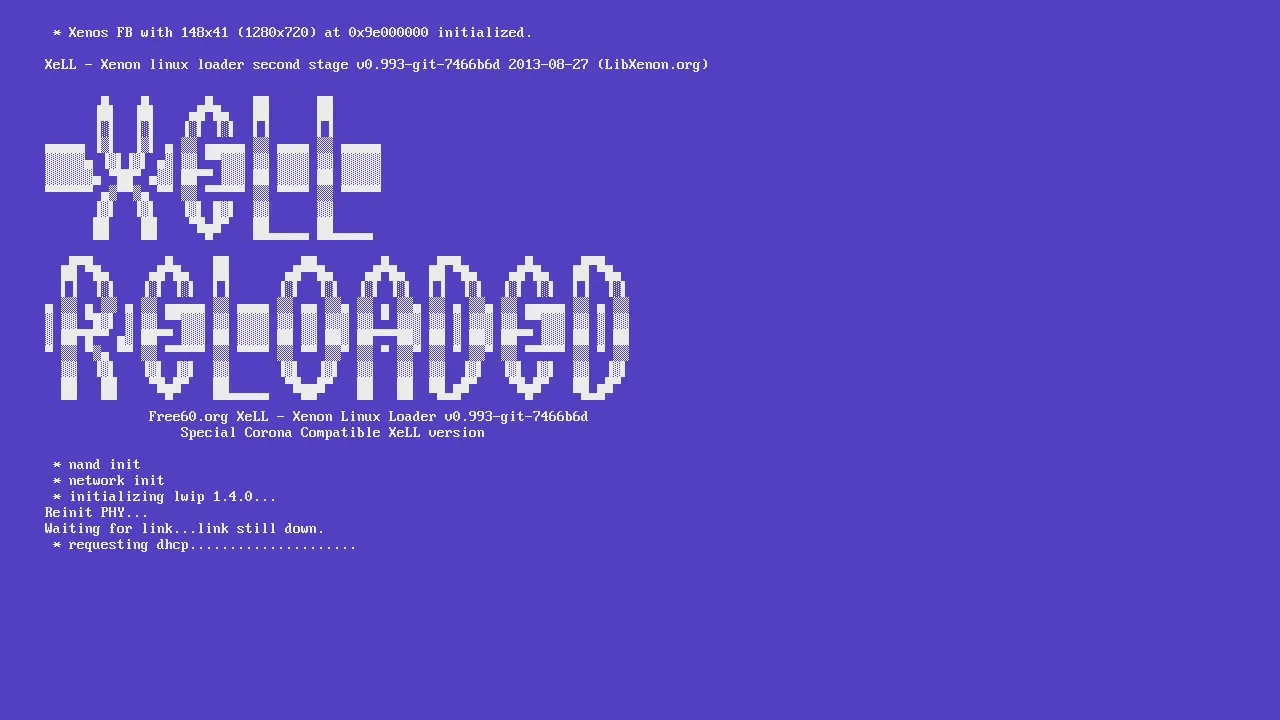 Immagine di XeLL Reloaded in esecuzione su una Xbox 360